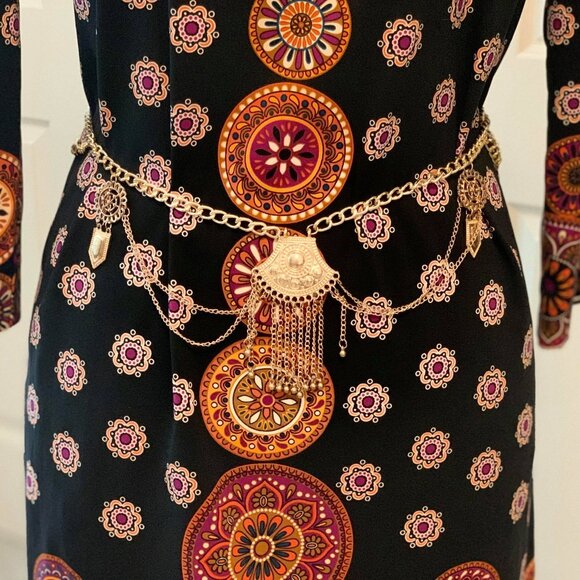 Women's Medallion Dress by Nicole Miller with a Slight Upper Split on the Chest - Picture 5 of 11